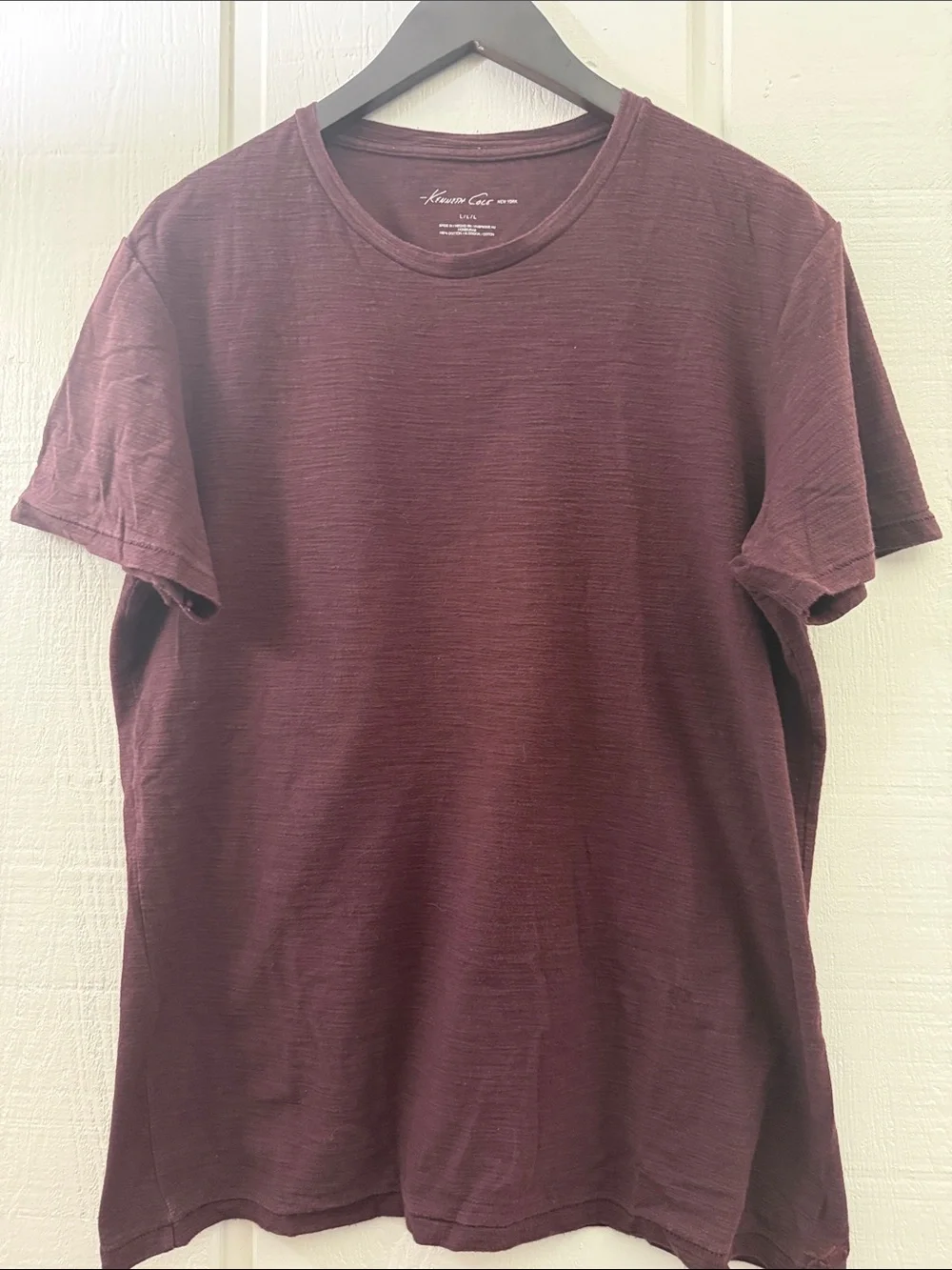 Men's Crewneck Short Sleeve T-Shirt - Burgundy by Kenneth Cole Sz L